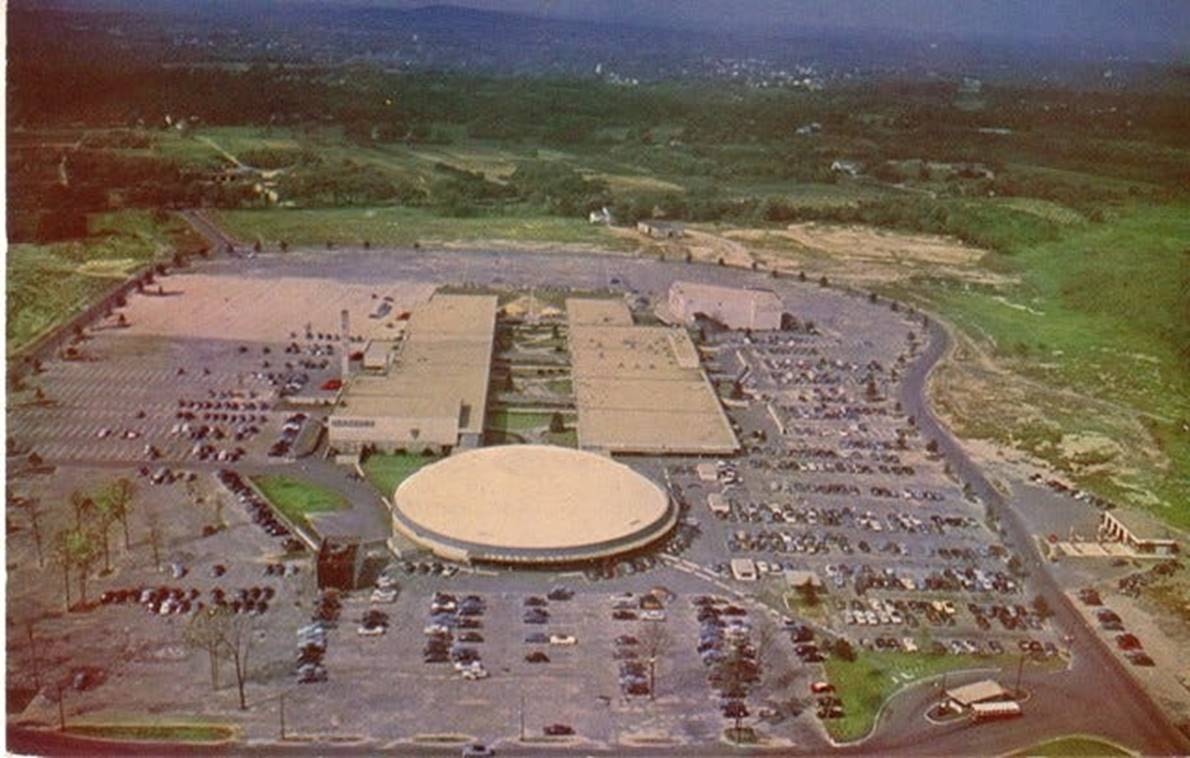 An aerial shot of Shoppers World.