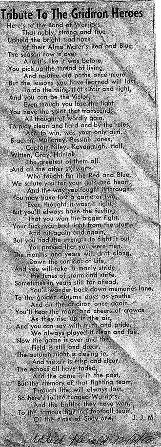 Description: Description: Description: Description: Description: Description: Description: Description: Description: Description: Description: Description: Description: 1961 Football Tribute Poem